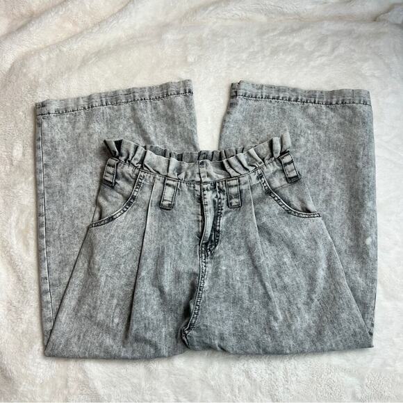 onexoneteaspoon Pants - ONE X ONETEASPOON Black White Wash Wide Leg Crop Size 24 (316)